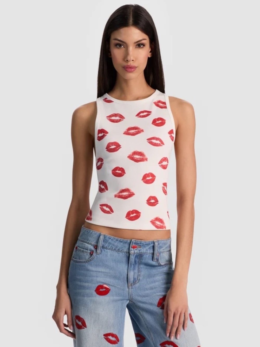 Alice + Olivia Allen Tank Top in Lips size S NWT $135